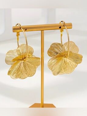 Gold Flower Hoop Earrings*